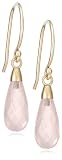 14k Yellow Gold Rose Quartz Briolette Drop Earrings