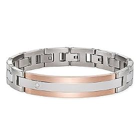 Mens Stainless Steel Bracelet w/Diamond Accent By ROSSO