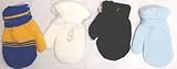 Set of Four Pairs of Magic Stress Mittens for Infants Ages 0-6 Months. White Mitten with Customer Chosen Ivory Monogram Letter