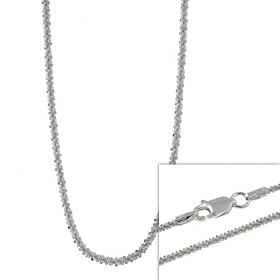Sterling Silver Italian 2mm Twisted Sparkle Chain Necklace 16" 18" 20" 24" 30": Jewelry