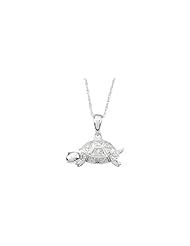 Trudy The Turtle Waggles Pendant with Chain in Sterling Silver