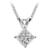 Platinum 0.25ct Princess Diamond Solitaire Pendant silver graphics