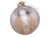 ArtisanStreet's Flamboyant Golden Angel Ornament. Large 4 Inch Hand Painted Glass Ball. For Christmas Tree Or Stocking Stuffer. Made To Order & Signed By Artisan.