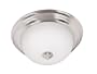 Kenroy Home 80365BS Triomphe One-Light Flush Mount Light With 9-Inch White Glass Shade - Incandescent, Brushed Steel