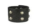 Antique Silver Circle Studded Oil Tanned Genuine Leather Wrist Band