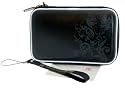 Top-Moderne Nintendo DSi XL Hardschale / Tasche / Schutzh&uuml;lle / Pouch mit Blumenornament - Farbe: schwarz inkl. Original arcotec Handyb&auml;ndchen/Schl&uuml;sselband