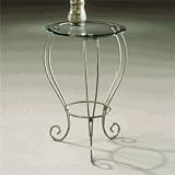 Accent End Table with Scroll Design and Glass Top in Bronze Finish by Powell Furniture