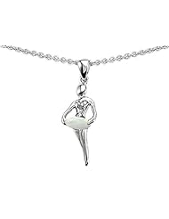 Original Star K (tm) Ballerina Dancer Pendant with Round 7mm Created Opal in 925 Sterling Silver
