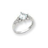 10k White Gold Aquamarine & Diamond Ring