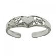 Adjustable Heart Toe Ring w/ Filigree Design in Sterling Silver