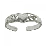 Sterling 925 Adjustable Heart Toe Ring Filigree Design