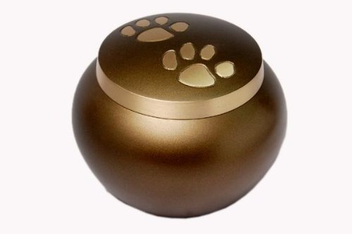 Pet Cremation Memorial Urn- Paw Prints Solid Brass Brown