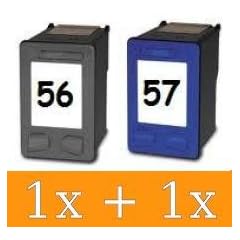 Druckerpatronen ersetzen HP 56 XL HP 57 XL C6656AE C6657AE 21ml schwarz / black + 18ml farbig / color