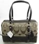 Coach Signature Stripe Khaki Bag/Mahogany Jacquard Satchel.