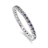 Sterling Silver Eternity Ring with Amethyst Cubic Zirconia Stones