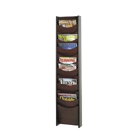 Safco 12-Pocket Wood Magazine Rack, 11.25 Inches Width x 48.75 Inches Height, Mahogany (4331MH)