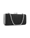 Julia Cocco' Black Satin Chain Strap Frame Evening Clutch