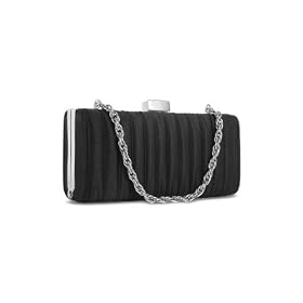 Julia Cocco' Black Satin Chain Strap Frame Evening Clutch