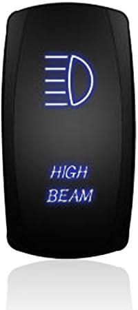 SinoAuto Blue LED Light ON-OFF HIGH BEAM Rocker Switch Kits for Vehicle Marine Boat, w/ Male Female Terminal connector Jump Wire Set
