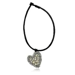 Harboring Grunge Beaded Heart Pendant (Earth Element)