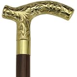 Men Embossed Derby Cane Walnut Maple Shaft, Solid Brass Handle -Affordable Gift for your Loved One! Item #DHAR-11247