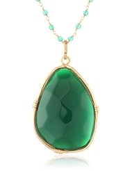 Marcia Moran "Forest" Gold Plated Framed Organic Drop Shaped Pendant Necklace, 28"