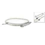Ladies Rhinestone Glitter Slim Faux Leather Clasp Waistband
