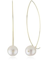 Mizuki 14k Marquis Hoop Earrings with White Seed Pearl