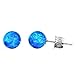 Trustmark 925 Sterling Silver 6mm Tropical Blue Created Opal Ball Stud Post Earrings, Oceans