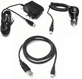 Value Pack - 3 pcs Chargers and USB cable kit for AT&T Cingular Tilt 8925 / TyTN II Kaiser / HTC 8525 TyTN Hermes / 8125 / Sprint Mogul / PPC6700 and more HTC devices