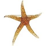 Genuine Multi Gem-stone & Diamond Starfish Brooch Pendant