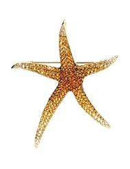 Genuine Multi Gem-stone & Diamond Starfish Brooch Pendant
