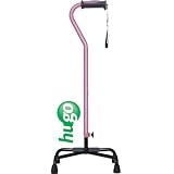 Hugo Mobility Adjustable Quad Cane for Right or Left Hand Use, Rose, Large Base