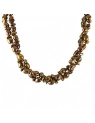 14K 2 strand dyed chocolate freshwater cultured pearl necklace, 18"
