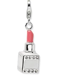 Sterling Silver Enamel Swarovski Element Pink Lipstick with Lobster Charm