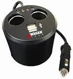 Wagan Twin DC/USB Port Connector Cup Holder Adapter 2537
