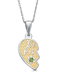 Best Friends Half (Left) Pendant in Sterling Silver with Birthstone August Peridot (Right Half sold seperately)