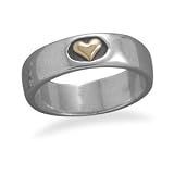 Sterling Silver and 14 Karat Gold Heart Ring