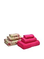 NATURAL Set Toalla 6 Uds. 400 G Garden 2 (Fucsia / Beige)