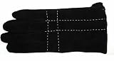 Solnex Women's Womens Suede Glove With Contrast Top-Stitch,Black,Medium/Large