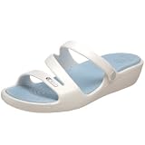 crocs Women's Patricia Sandal,Oyster/Sky Blue,8 M US