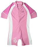 Baby Banz One Piece Sun Protection Swimsuit, Pink/White, 12 Months
