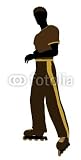 Wallmonkeys Peel and Stick Wall Decals - African American Male Roller Skater Silhouette - Removable Graphic