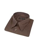 Forzieri Brown Herringbone Cotton Italian Slim Dress Shirt