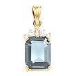 14K Yellow Gold Sky Blue Topaz and Diamond Pendant