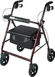 Aluminum Rollator, Padded Seat, 8inch Casters