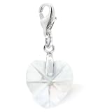 Heart Charm, crystal/silver-plated, 14 mm