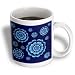 Blue fantasy mandala flowers on midnight blue muted damask background - 11oz Mug
