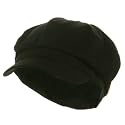 Cotton Elastic Newsboy Cap-Black