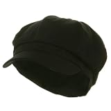 Cotton Elastic Newsboy Cap-Black